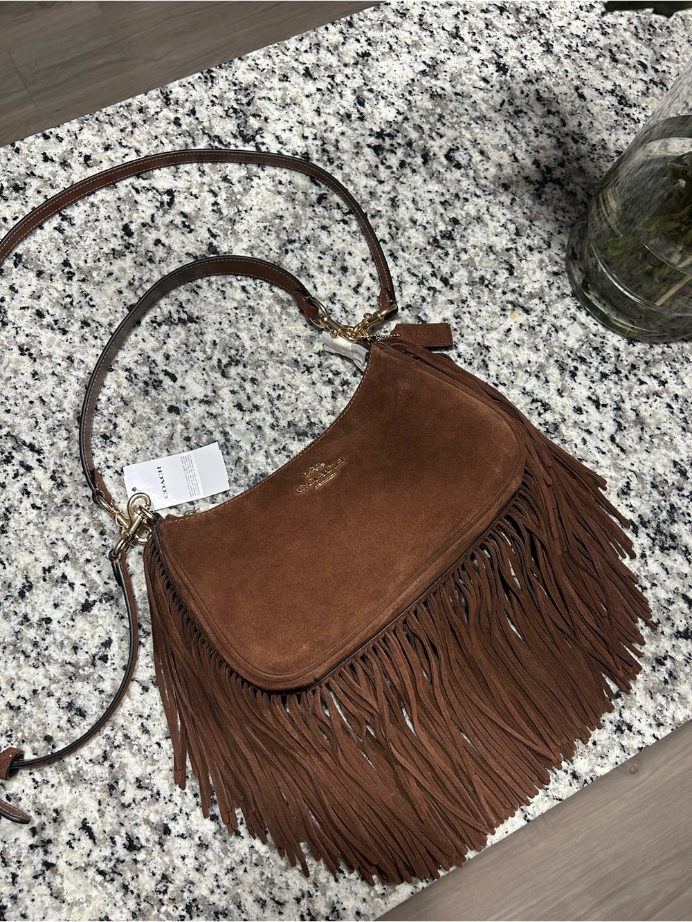 Coach Chestnut Brown Suede Fringe Shoulder Bag - Picture 2 of 5